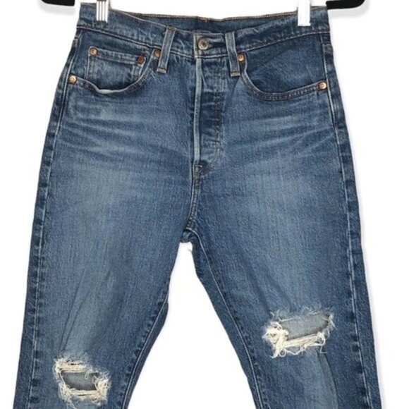 Levi’s 501 High Rise Skinny Jeans Distressed Size 26 - Picture 7 of 12